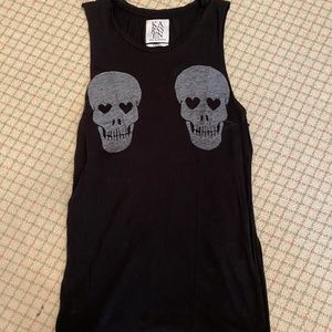 Zoe Karssen Charcoal Gray Skull Tank, Xs